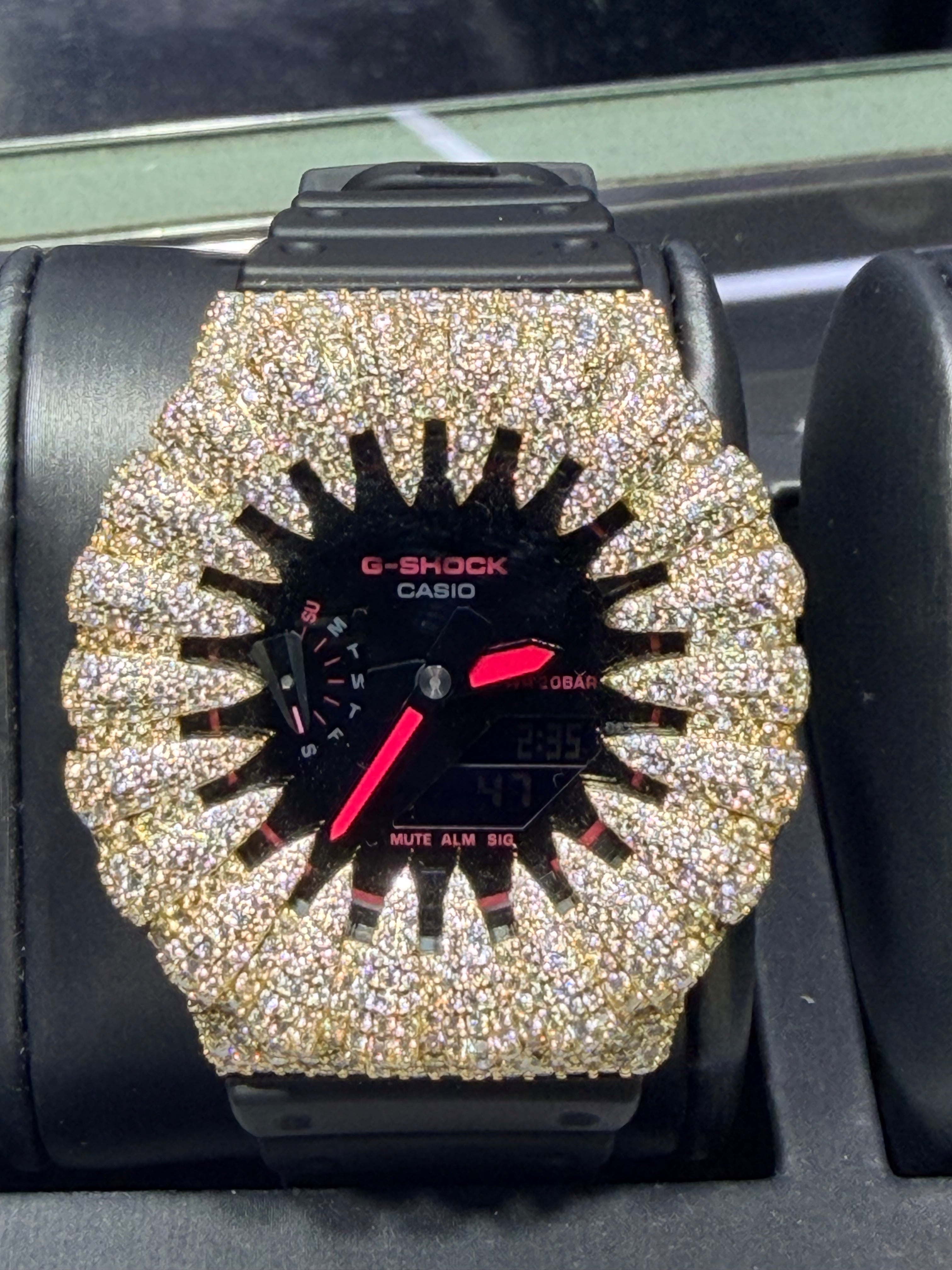 Black Dial Red Hand G shock Moissanite case