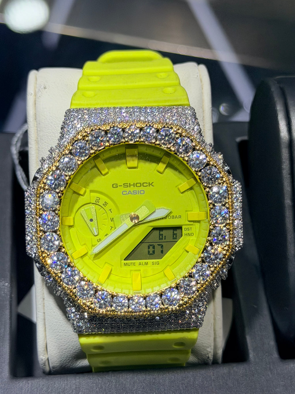 Neon G-Shock Watch Moissanite Case