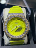 Neon G-Shock Watch Moissanite Case