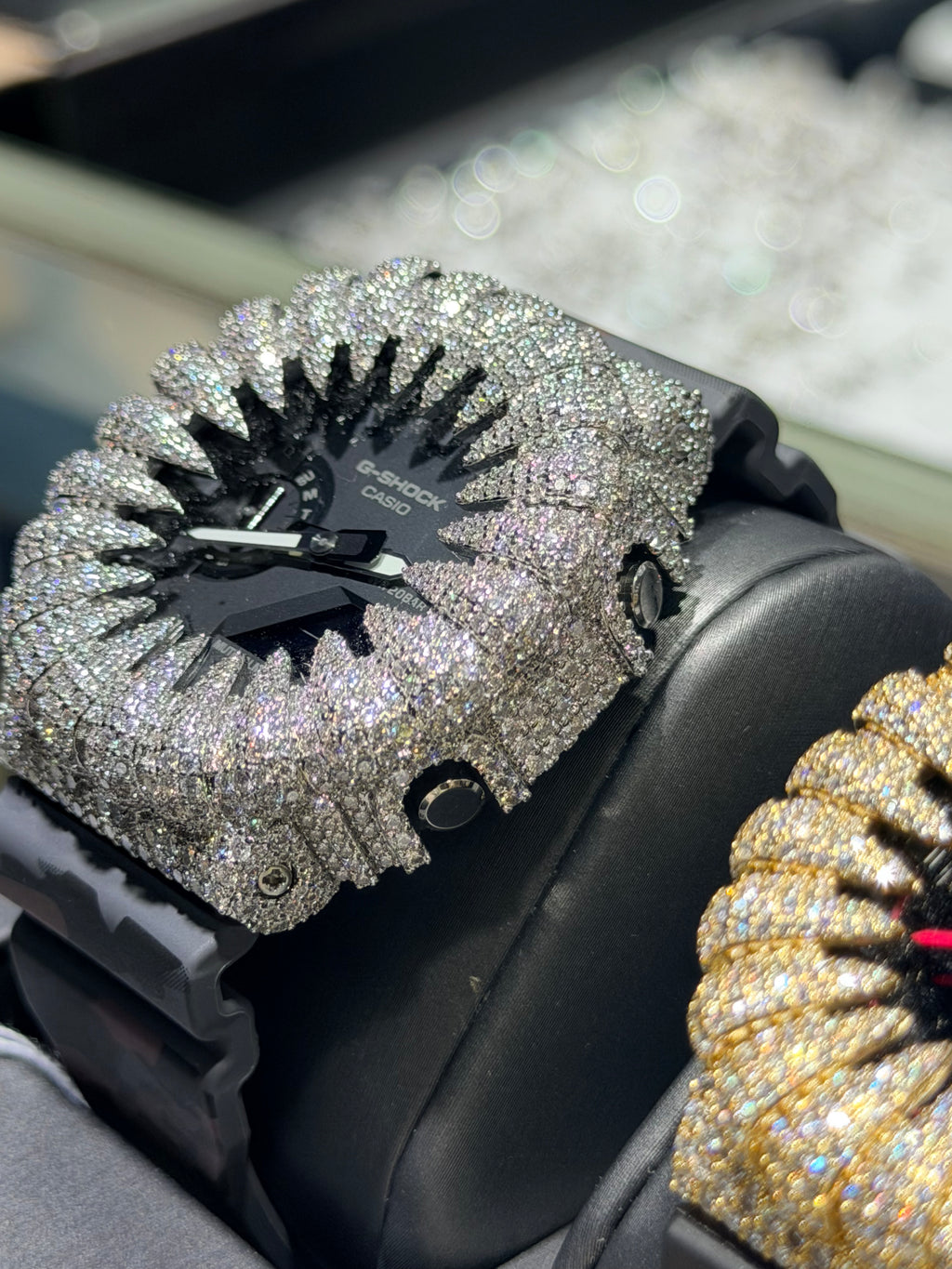 G-Shock Black Dial White Hands Moissanite Claw Case