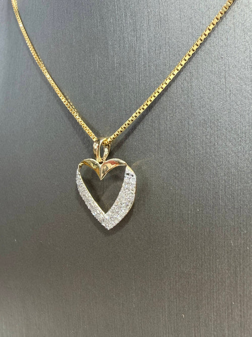 14k Gold and Diamond Heart Pendant