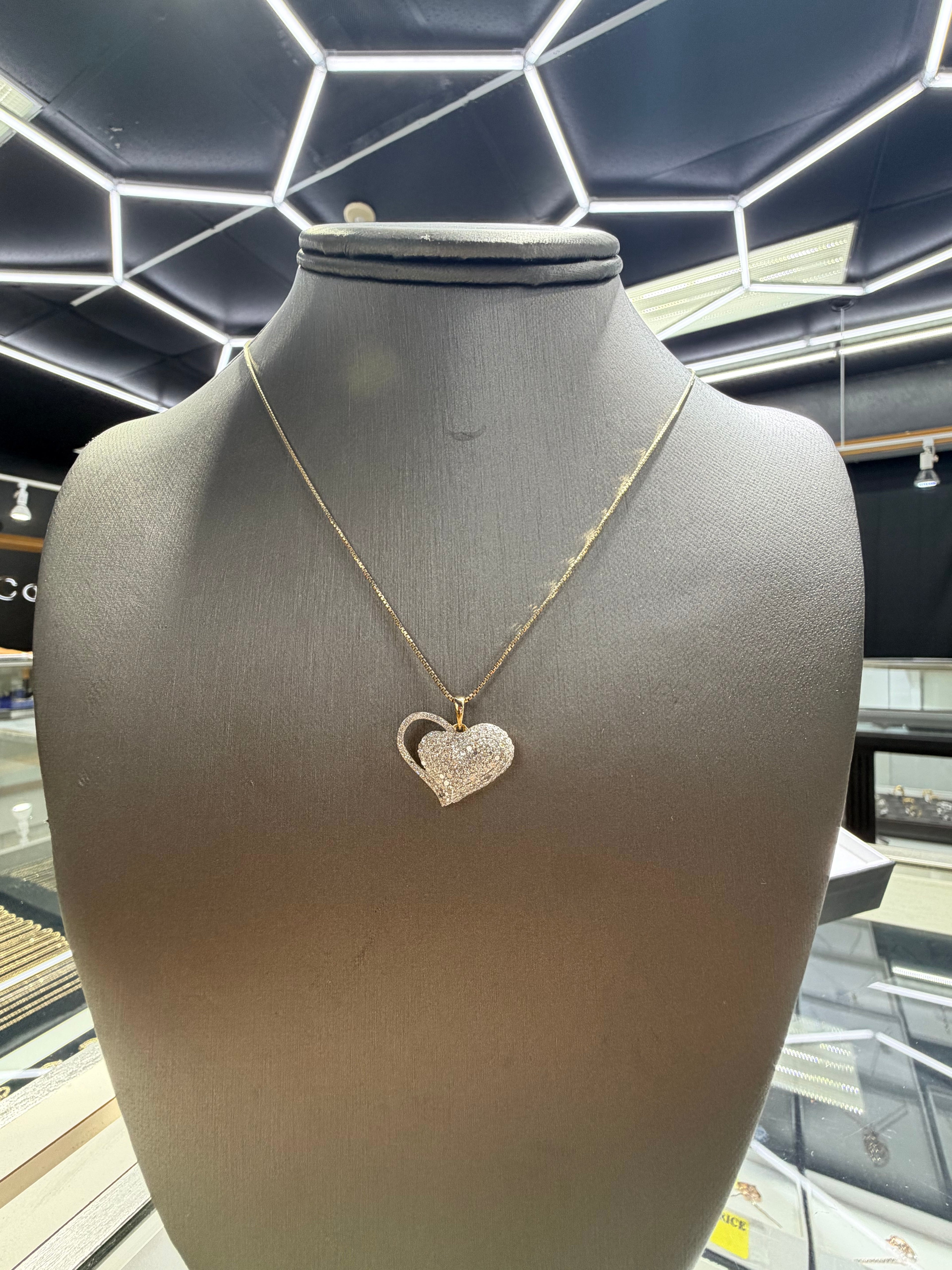 Full Heart with a Sleeve 14k Gold and Diamonds
