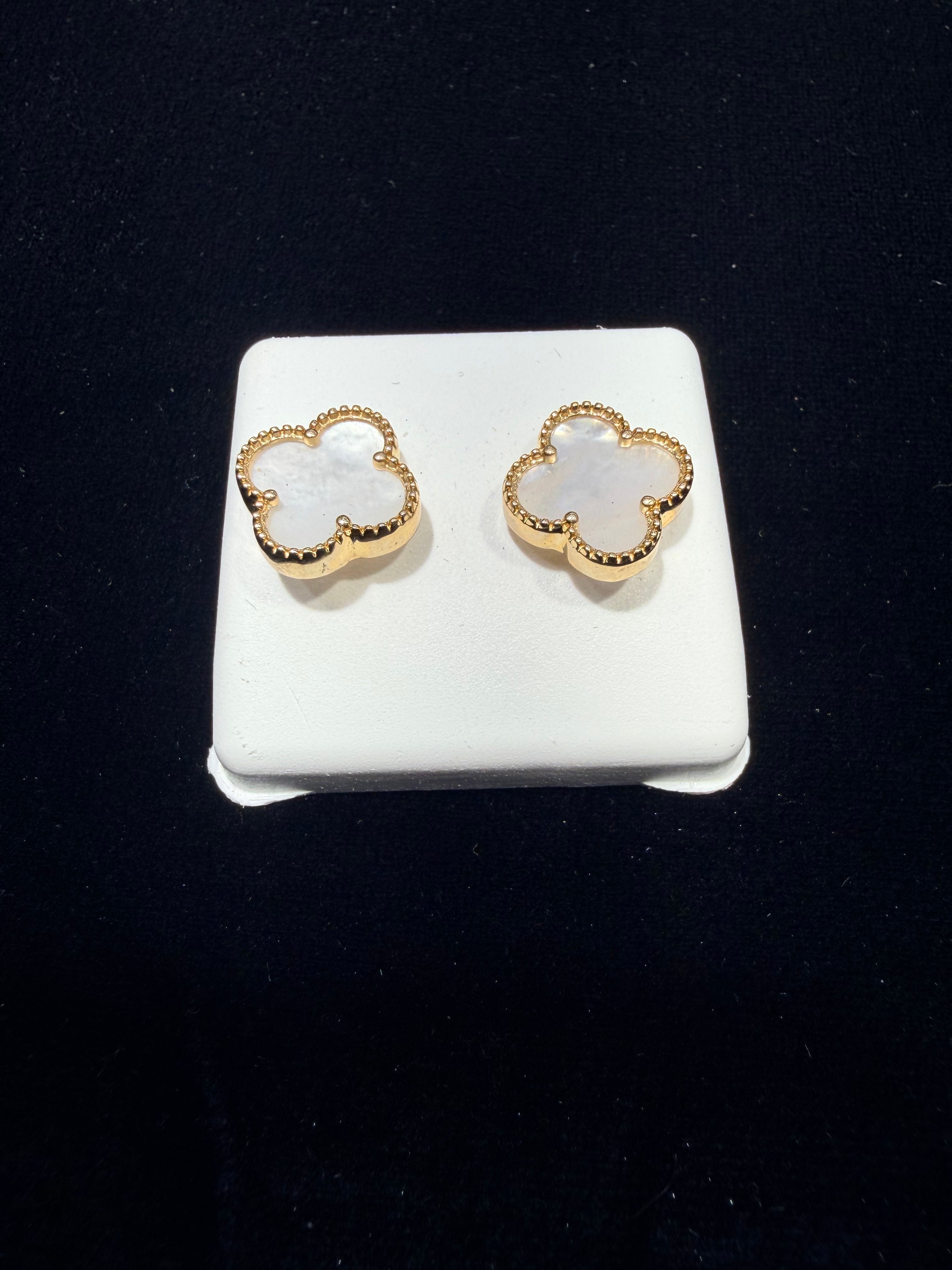 White Van Cleef Gold Earrings