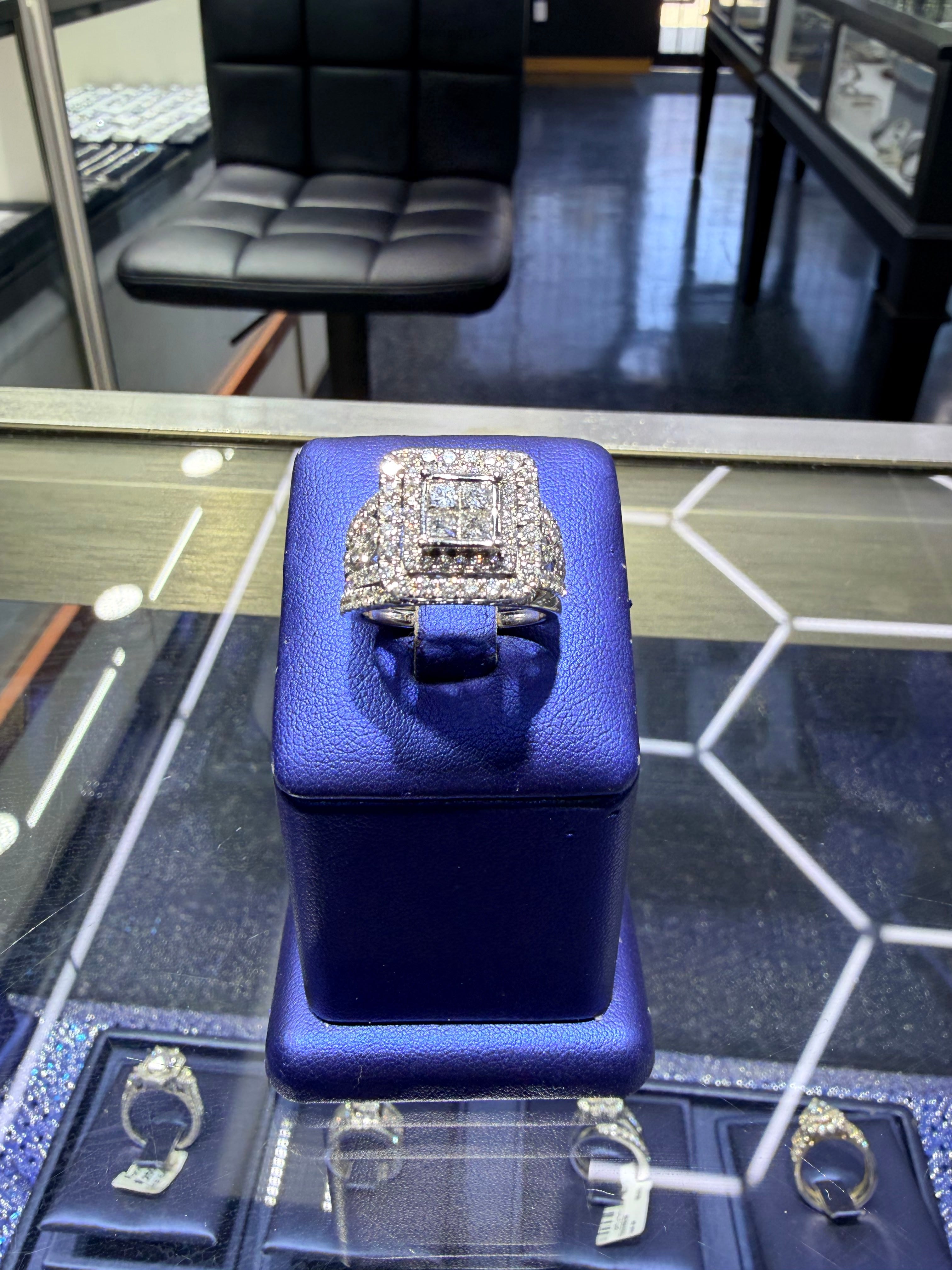 Square Cut Heavy Diamond White Gold