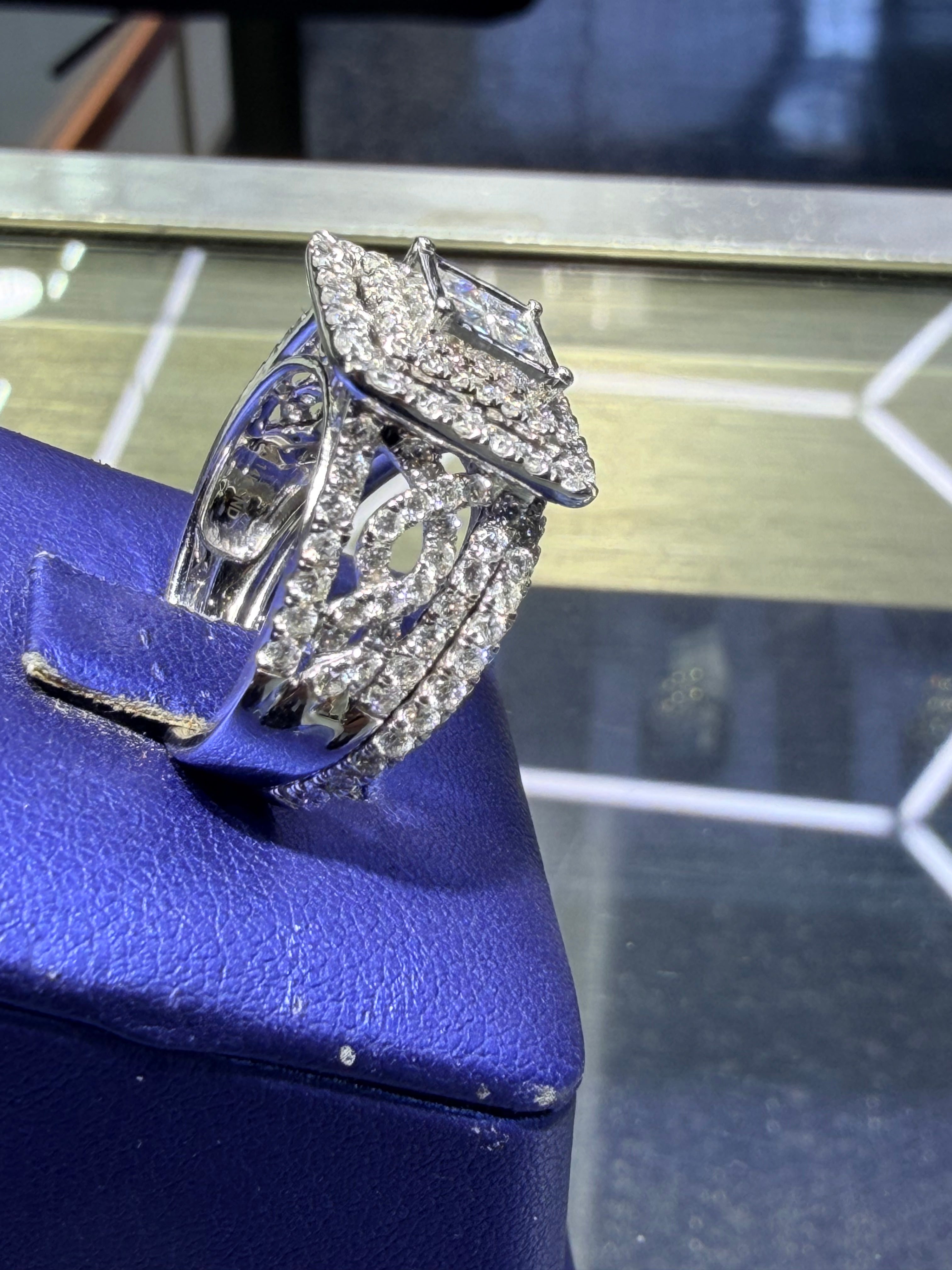 Square Cut Heavy Diamond White Gold