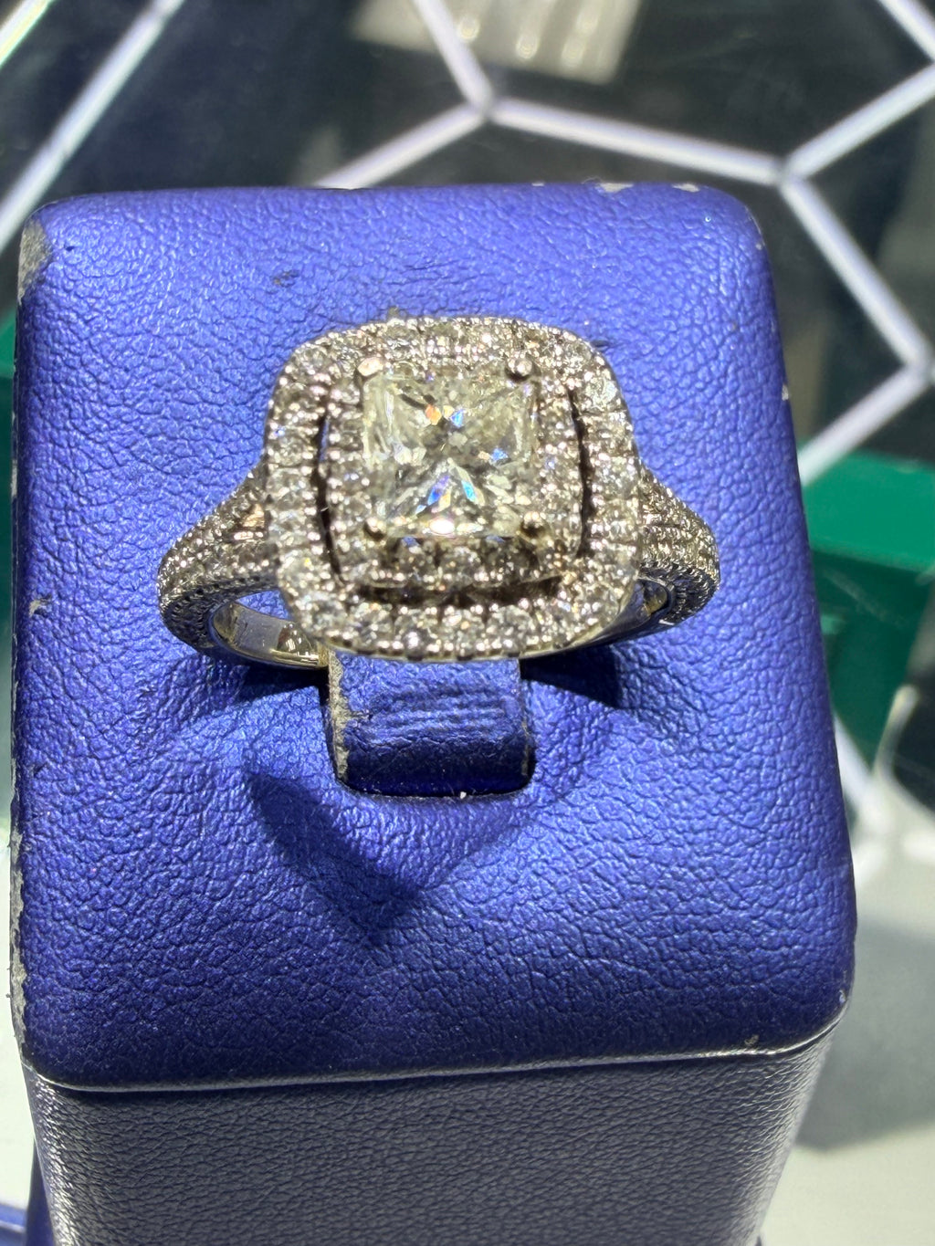 Square Cut Solitaire 14K White Gold Ring