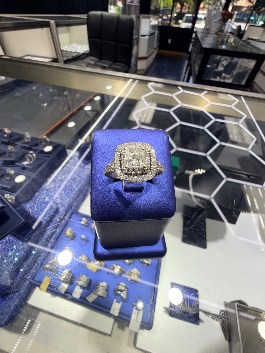 Square Cut Solitaire 14K White Gold Ring