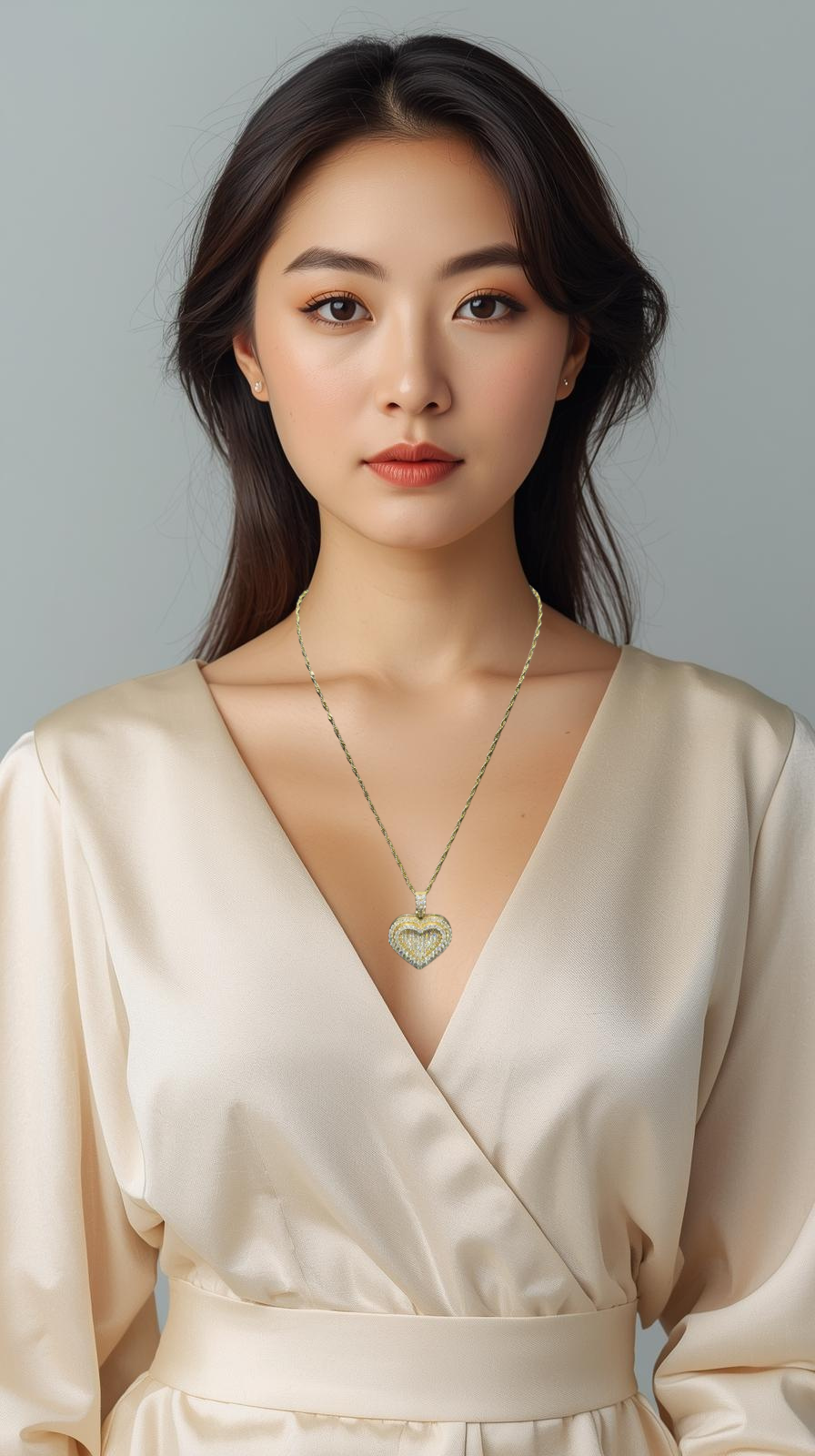 Gold and Diamond Heart Necklace Pendant